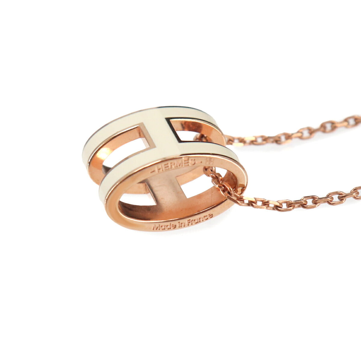 Pop H Chain Necklace White Pink gold Accessory