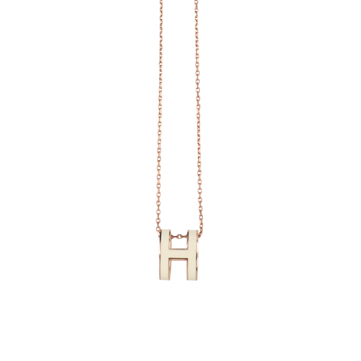 Pop H Chain Necklace White Pink gold Accessory