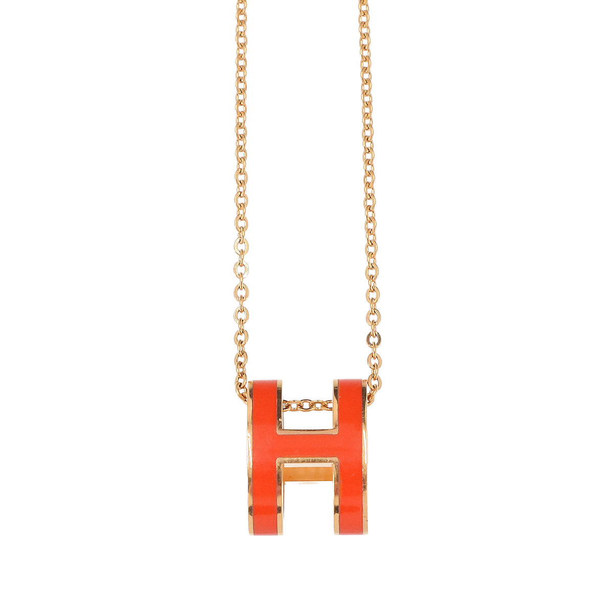 Pop H Chain Necklace Orange graffiti Gold Accessory