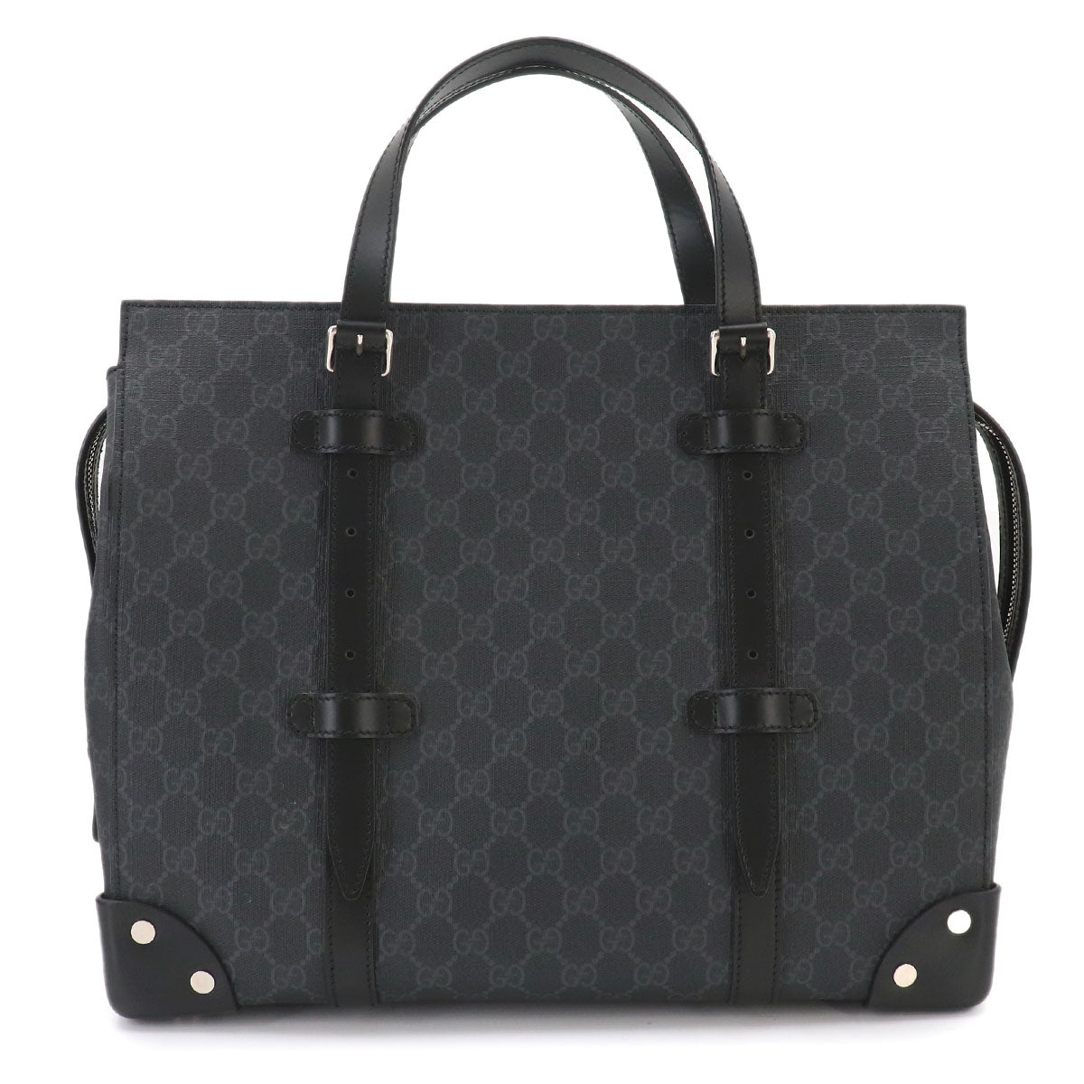 GG Supreme Tote Bag Leather Black Gray 626356 Purse