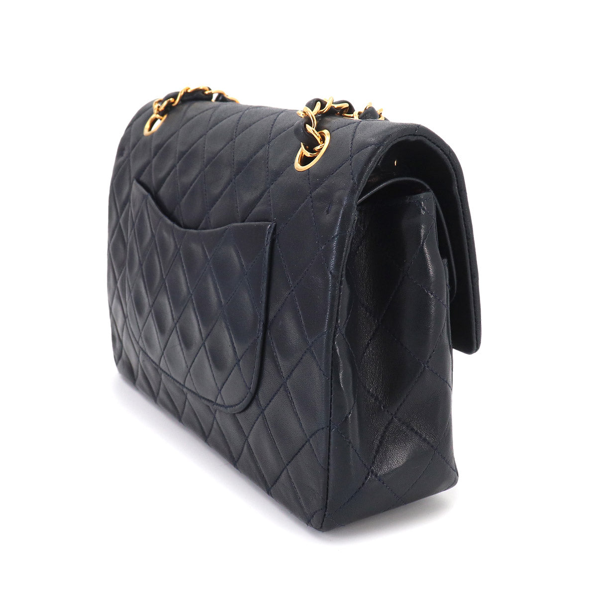 Matelasse 25 Chain Shoulder Bag Leather Navy A01112 Vintage