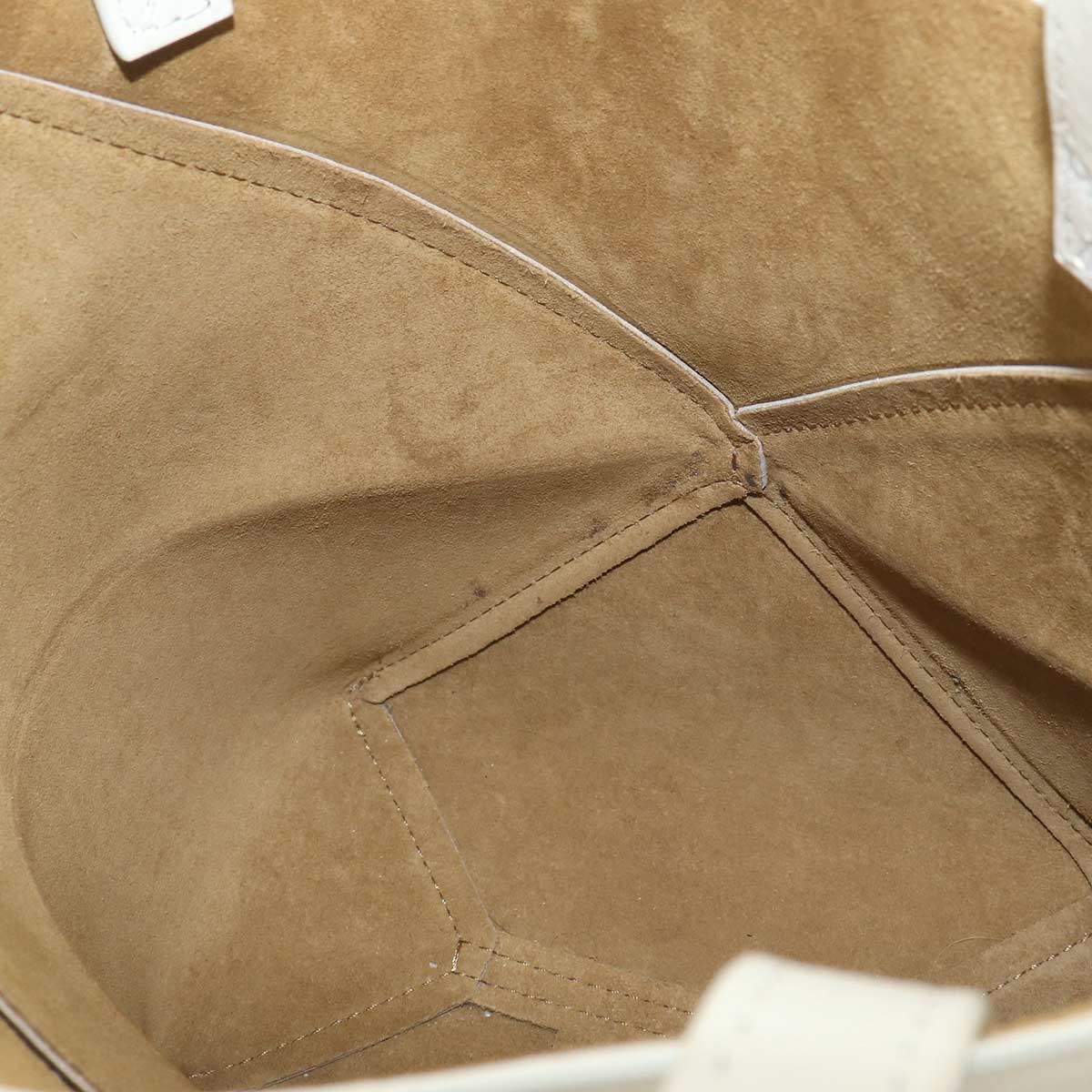 Mini Puzzle Fold 2way Tote Shoulder Bag Leather Beige White