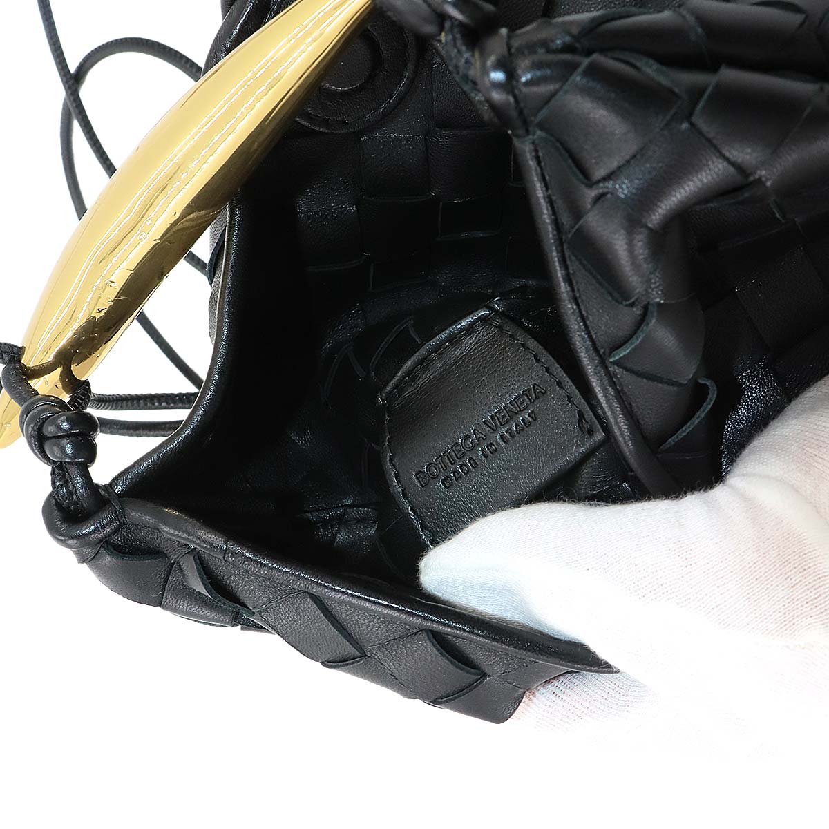 Intrecciato Mini Sardine Shoulder Bag Black 744267