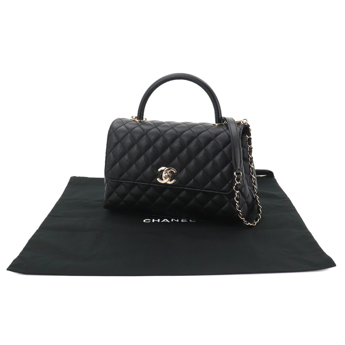 Matelasse Hand Shoulder Bag Leather Black A92991 Purse