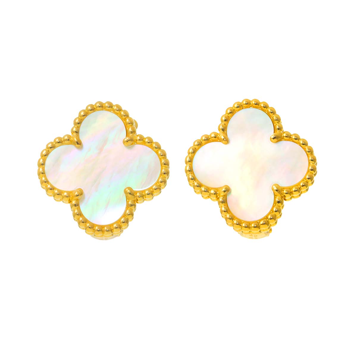 Vintage Alhambra MOP Earrings Pierced 18K YG