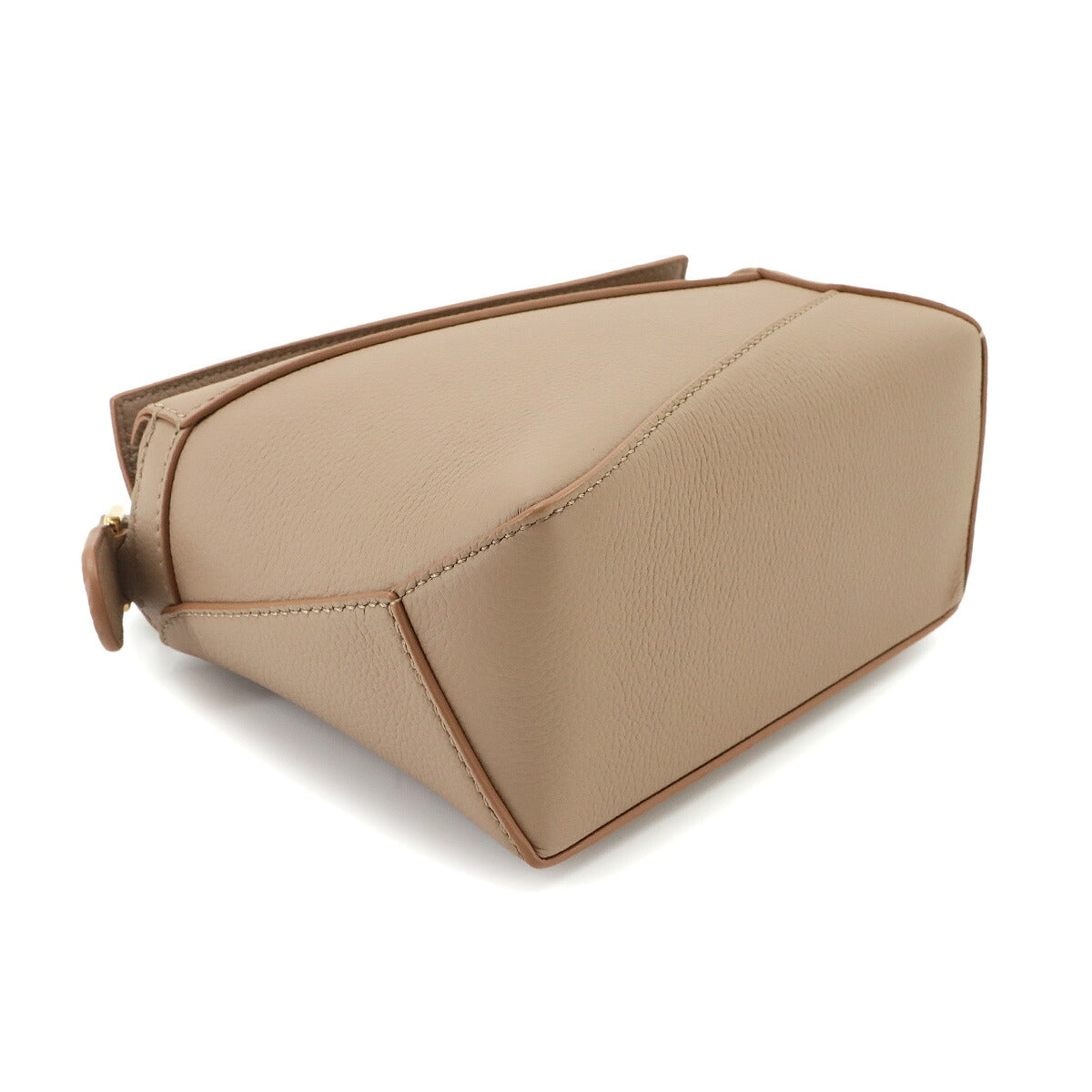 Pazzle Edge Bag Mini Hand Shoulder Bag Leather Sand Beige