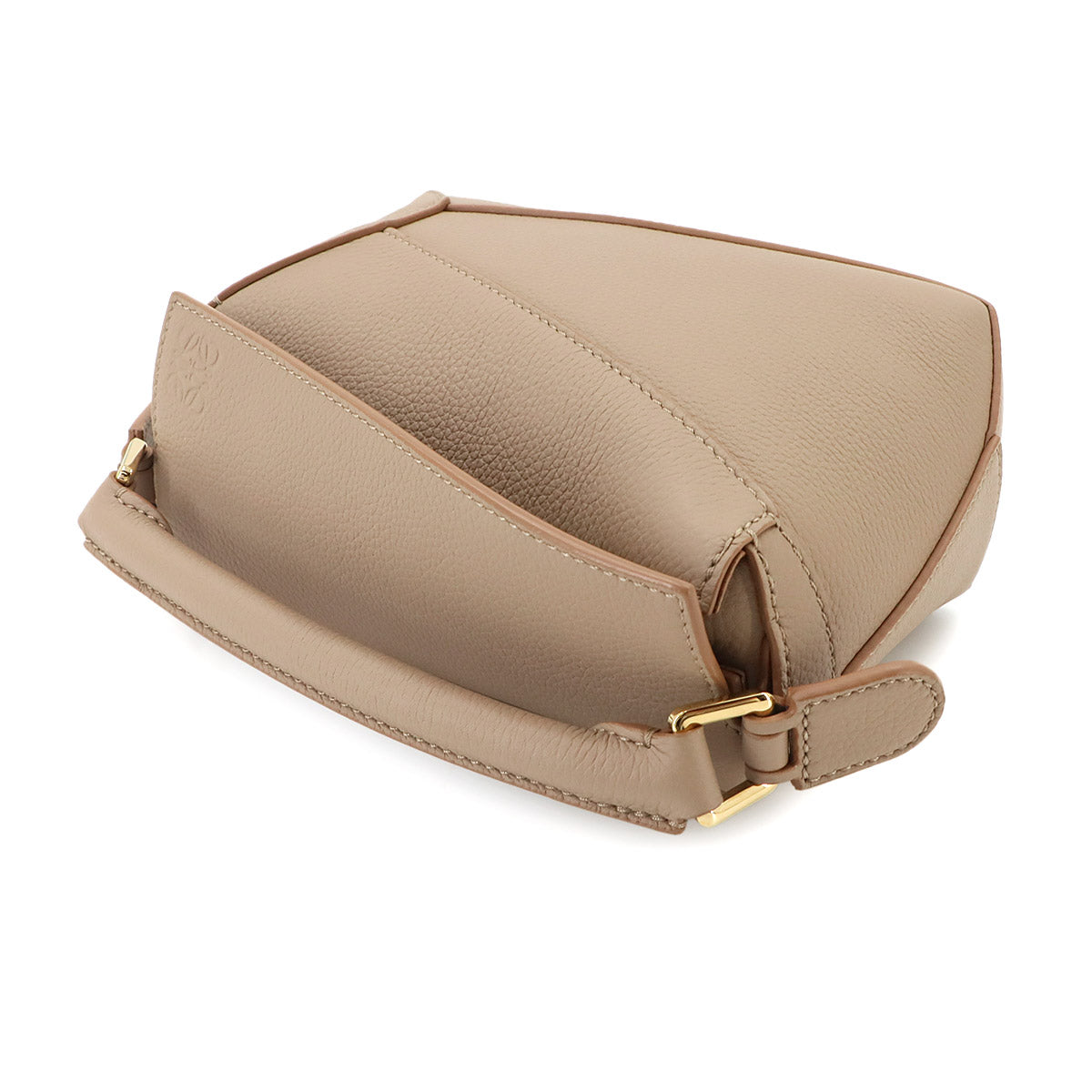 Pazzle Edge Bag Mini Hand Shoulder Bag Leather Sand Beige