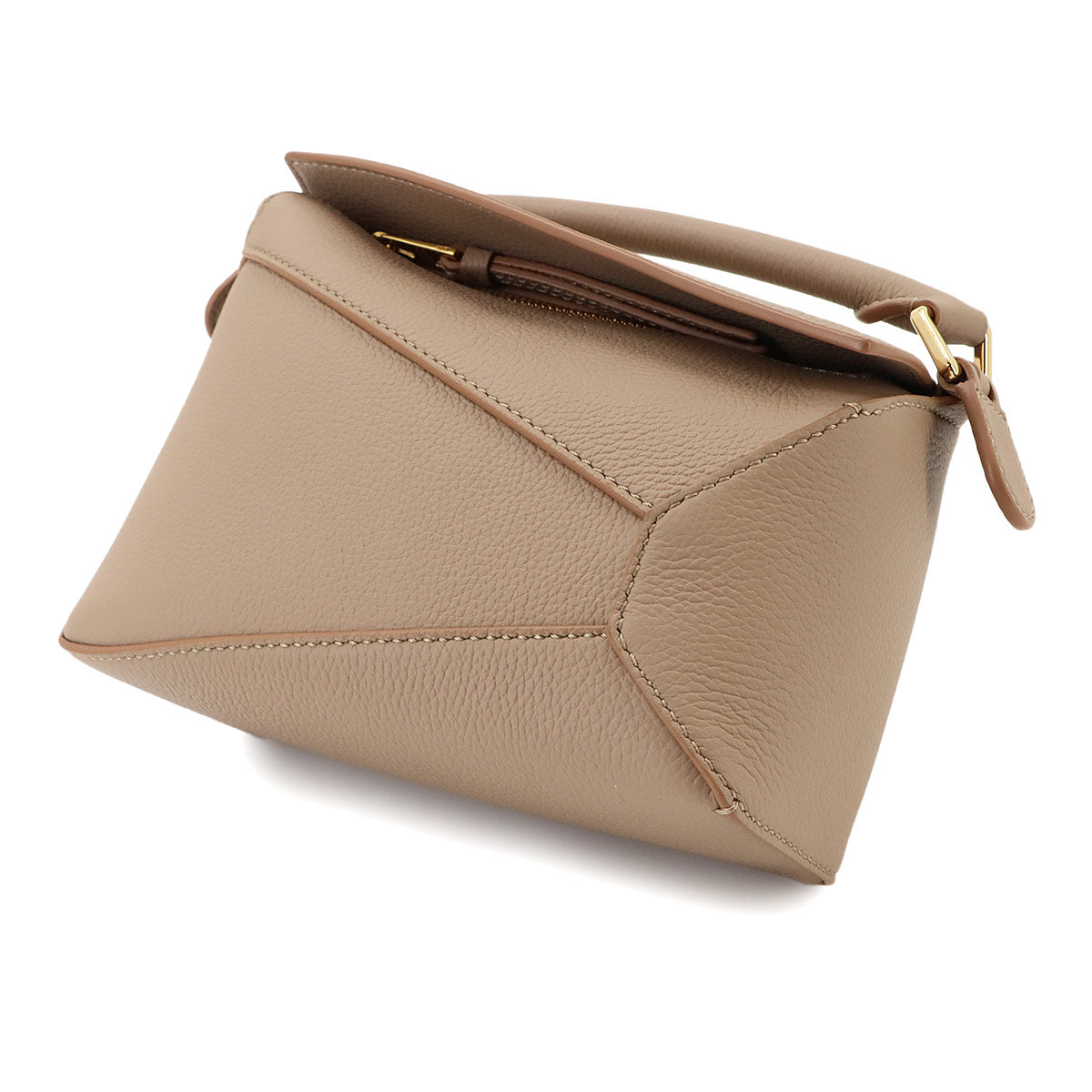 Pazzle Edge Bag Mini Hand Shoulder Bag Leather Sand Beige