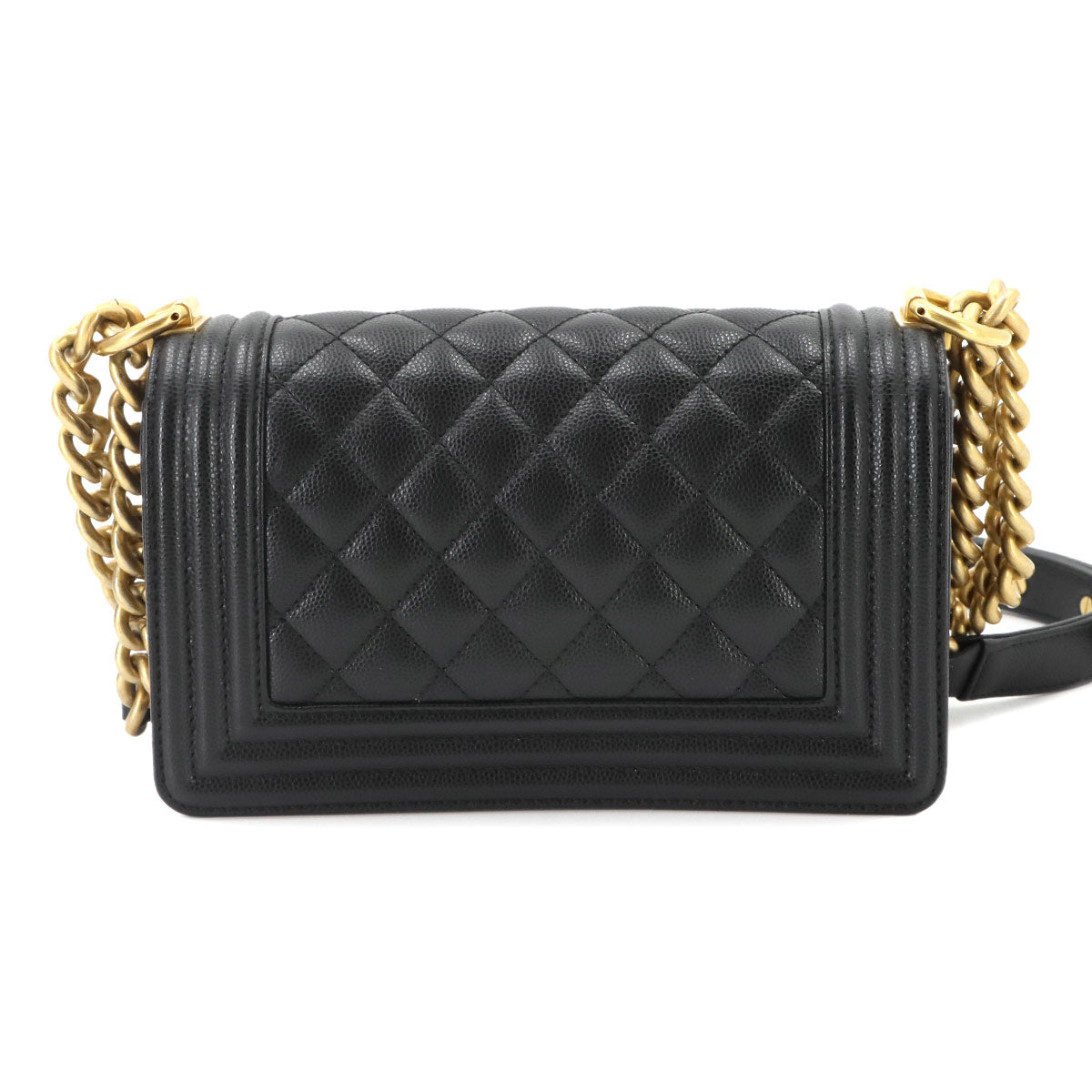 BOY CHANEL Small Chain Shoulder Bag Leather Black A67085
