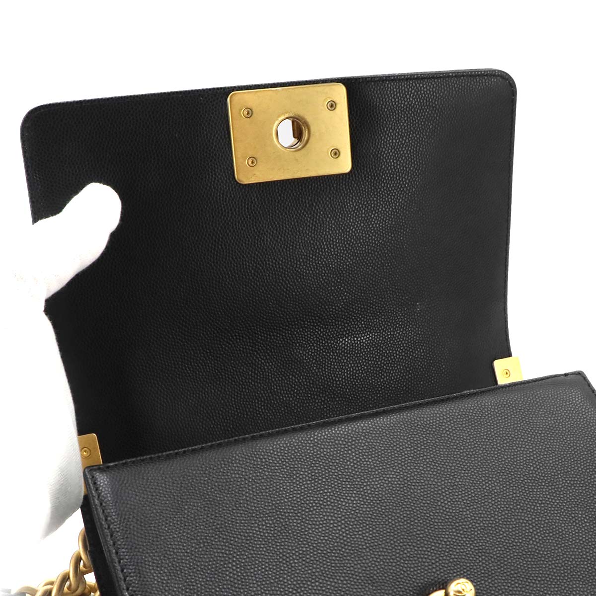 BOY CHANEL Small Chain Shoulder Bag Leather Black A67085