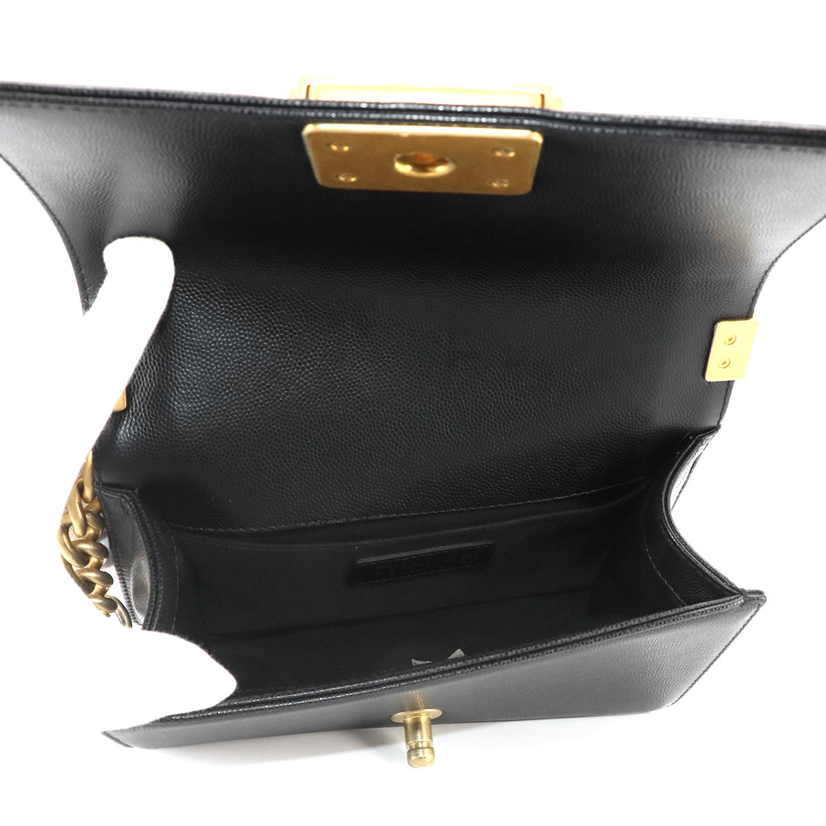 BOY CHANEL Small Chain Shoulder Bag Leather Black A67085
