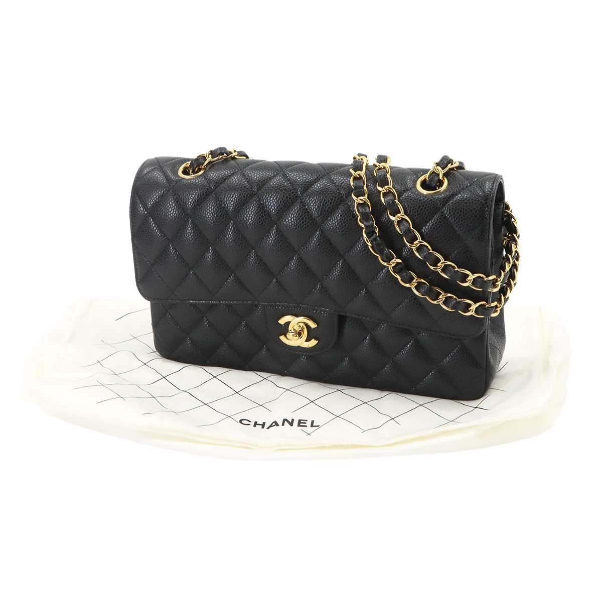 Matelasse 25 Chain Shoulder Bag Leather Black A01112