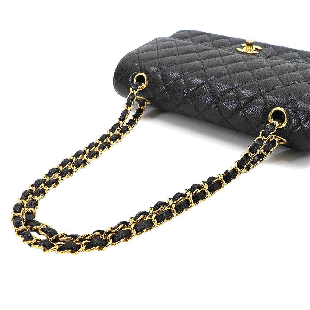 Matelasse 25 Chain Shoulder Bag Leather Black A01112
