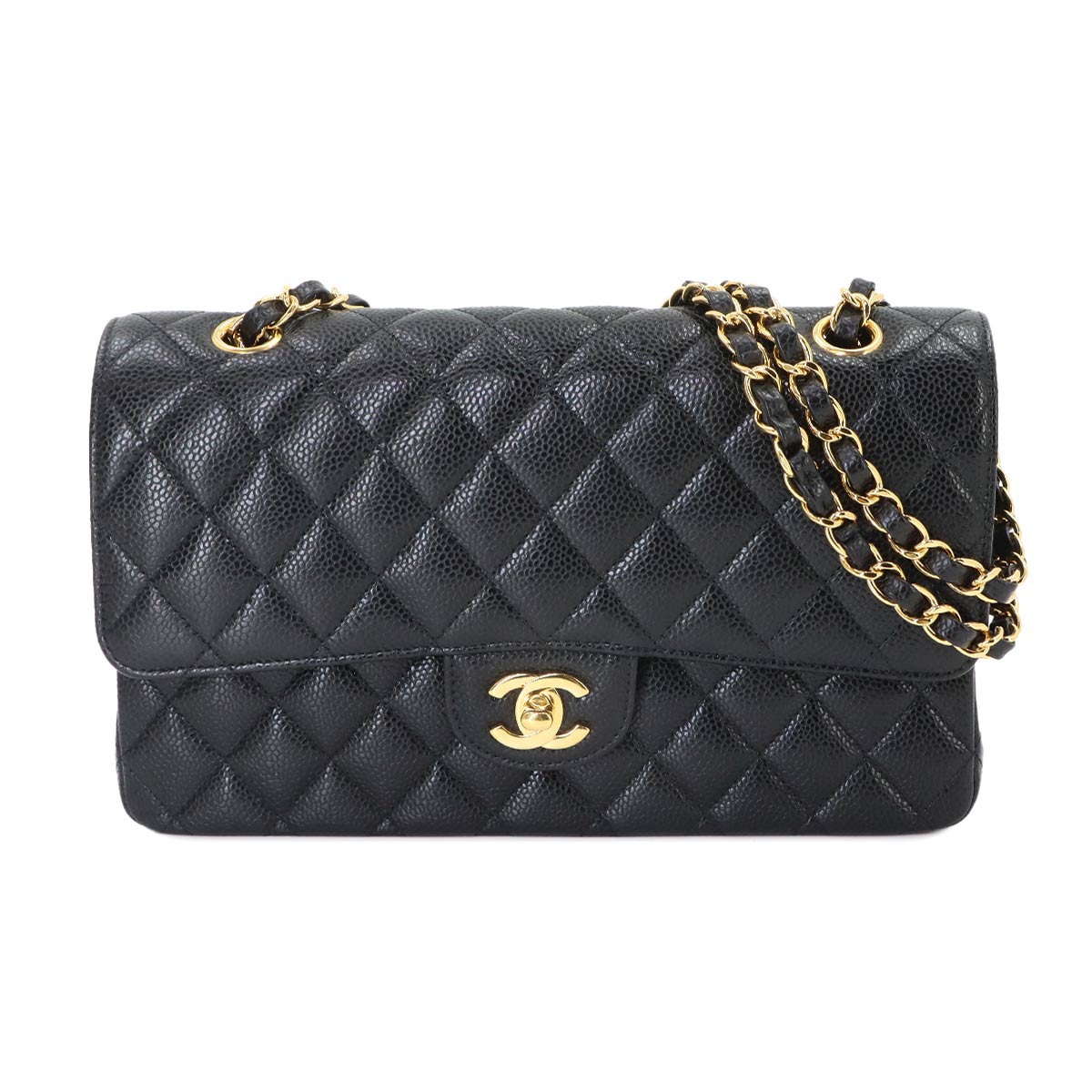Matelasse 25 Chain Shoulder Bag Leather Black A01112