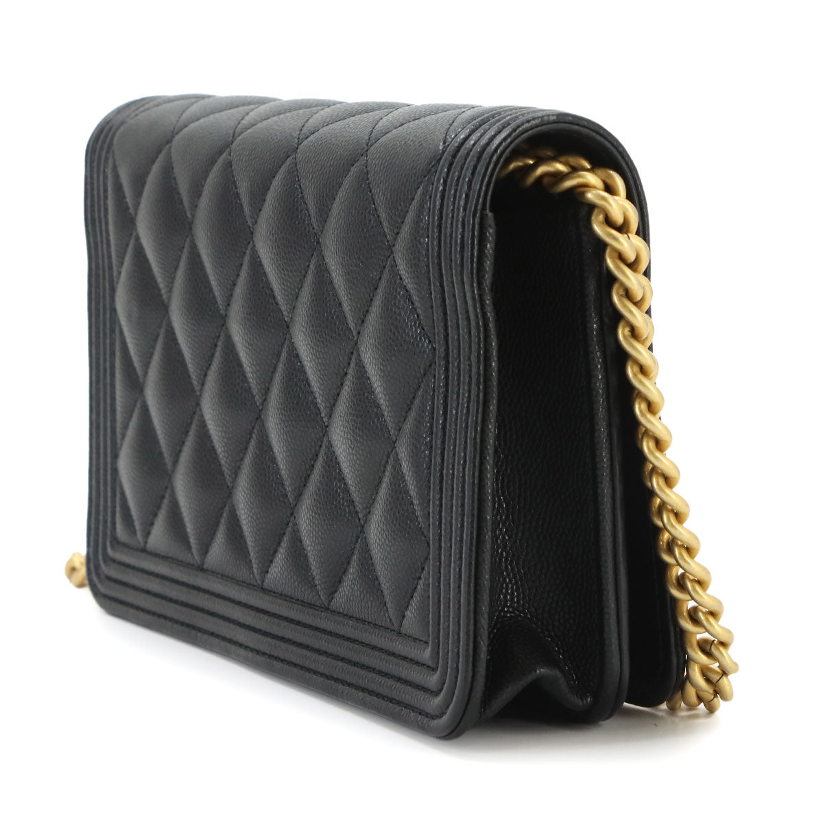 Boychanel Chain Long Wallet Leather Black AP1117 Purse