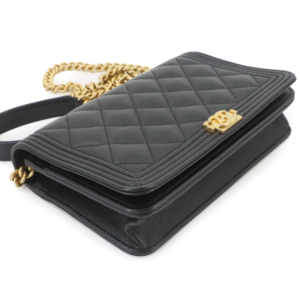 Boychanel Chain Long Wallet Leather Black AP1117 Purse