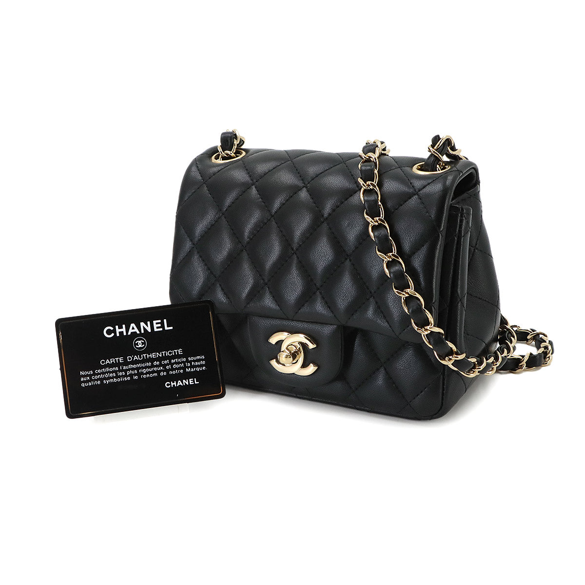 Mini Matelasse Chain Shoulder Bag Leather Black A01115 Purse