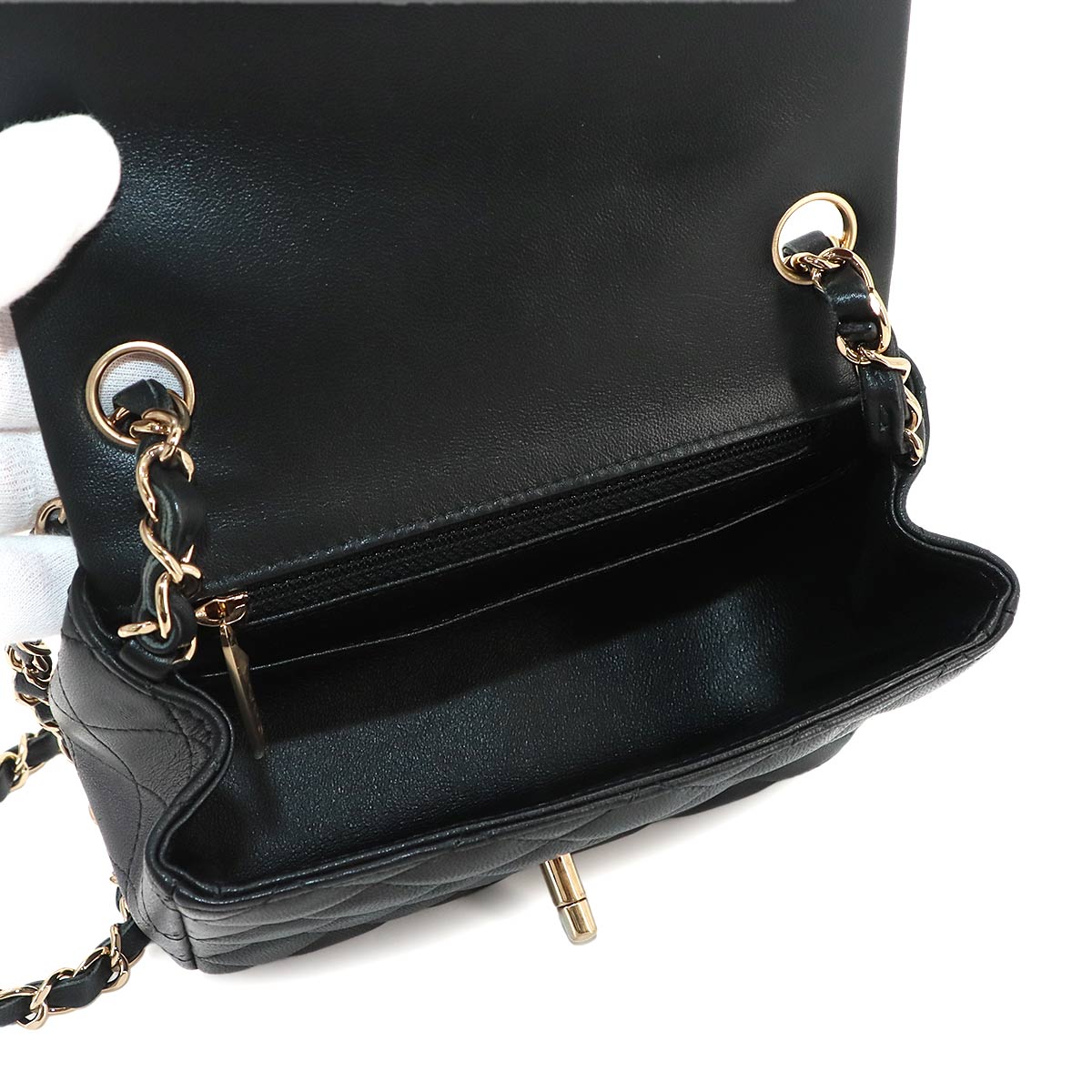 Mini Matelasse Chain Shoulder Bag Leather Black A01115 Purse
