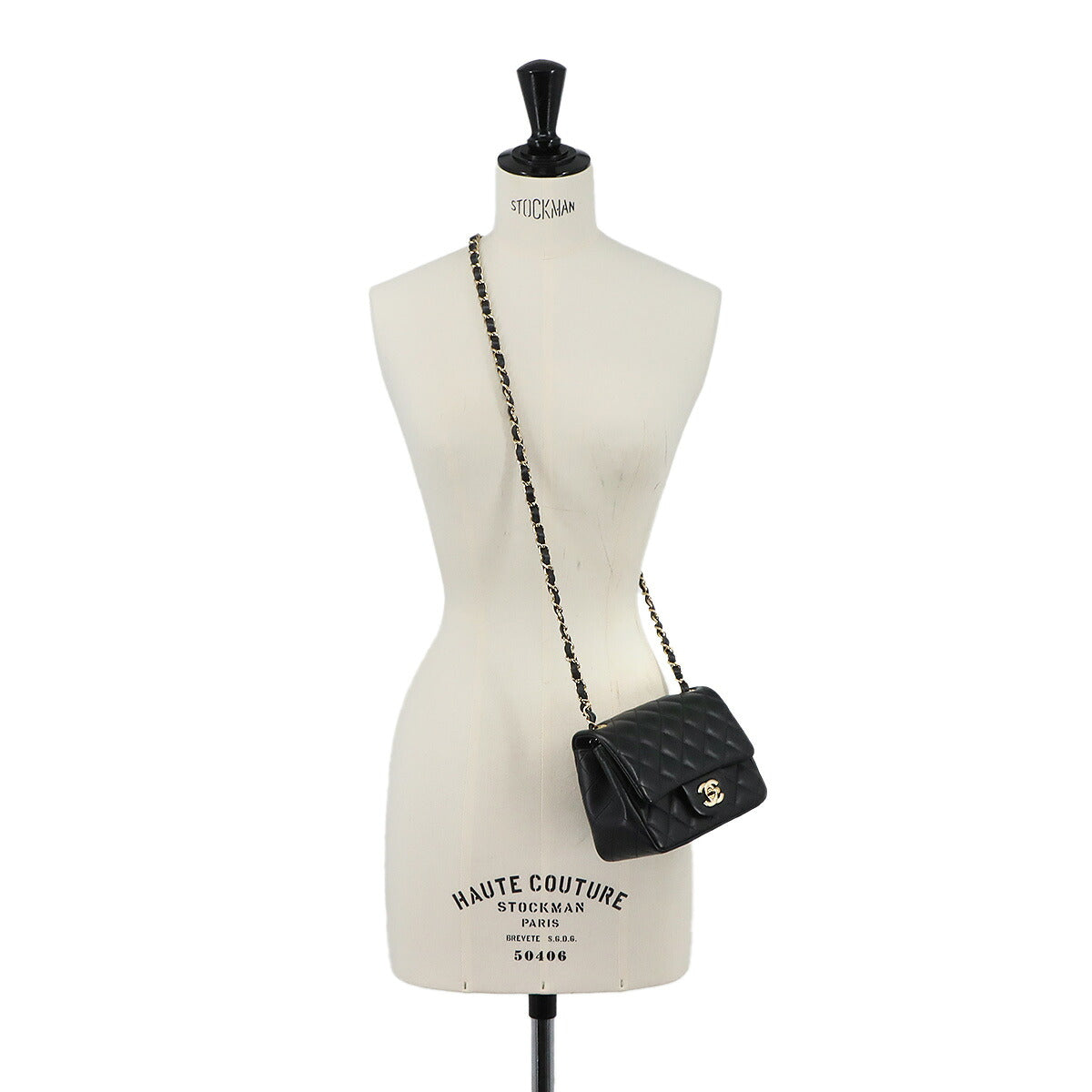 Mini Matelasse Chain Shoulder Bag Leather Black A01115 Purse
