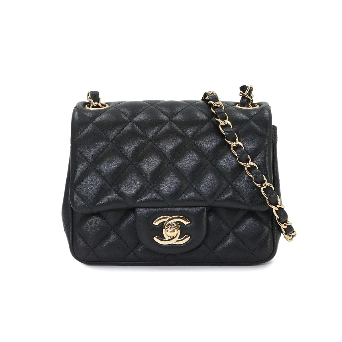 Mini Matelasse Chain Shoulder Bag Leather Black A01115 Purse