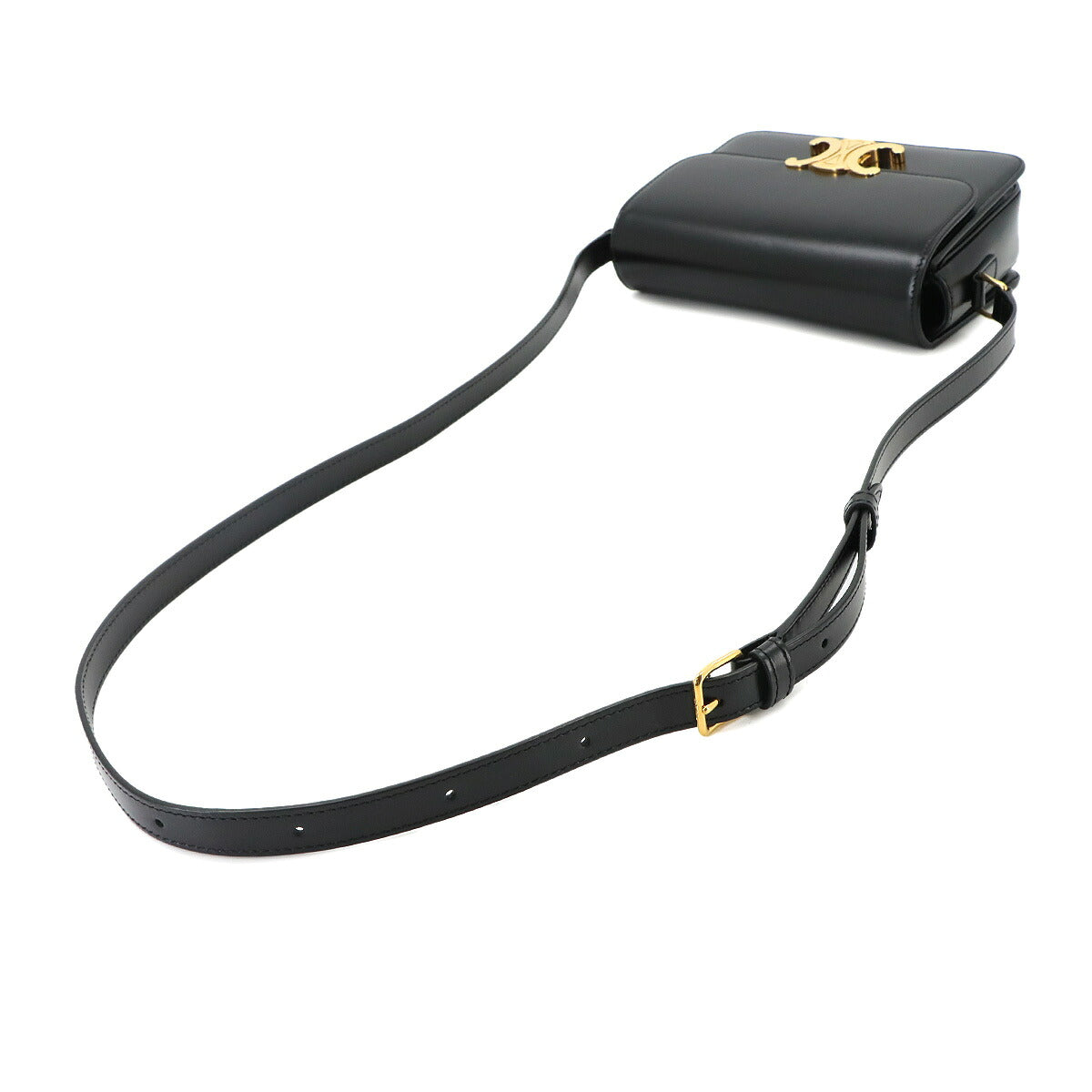 Teen Triomphe Bag Shoulder Leather Black 188423BF4 Purse