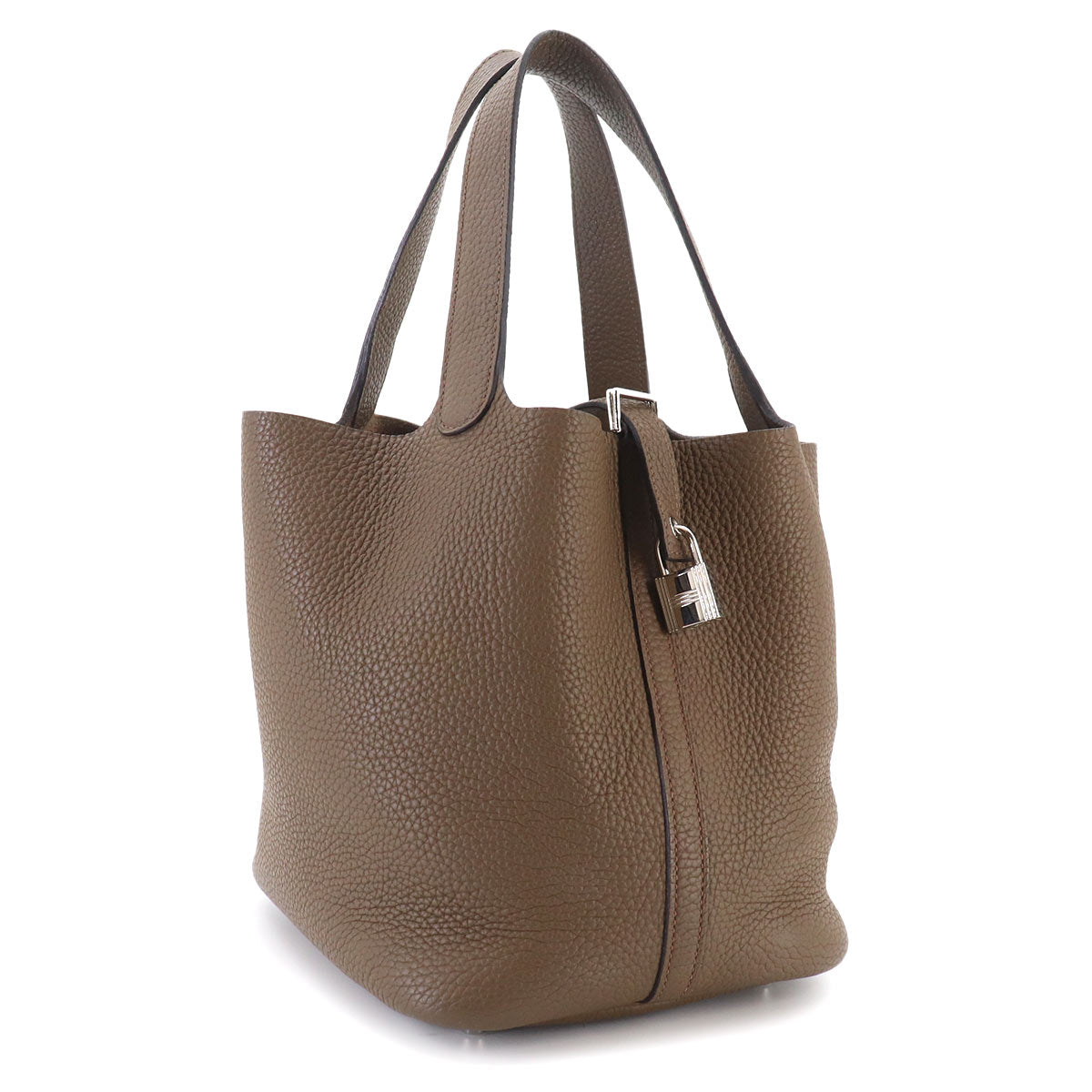Picotin Lock MM Hand Bag Taurillon Clemence Taupe Purse