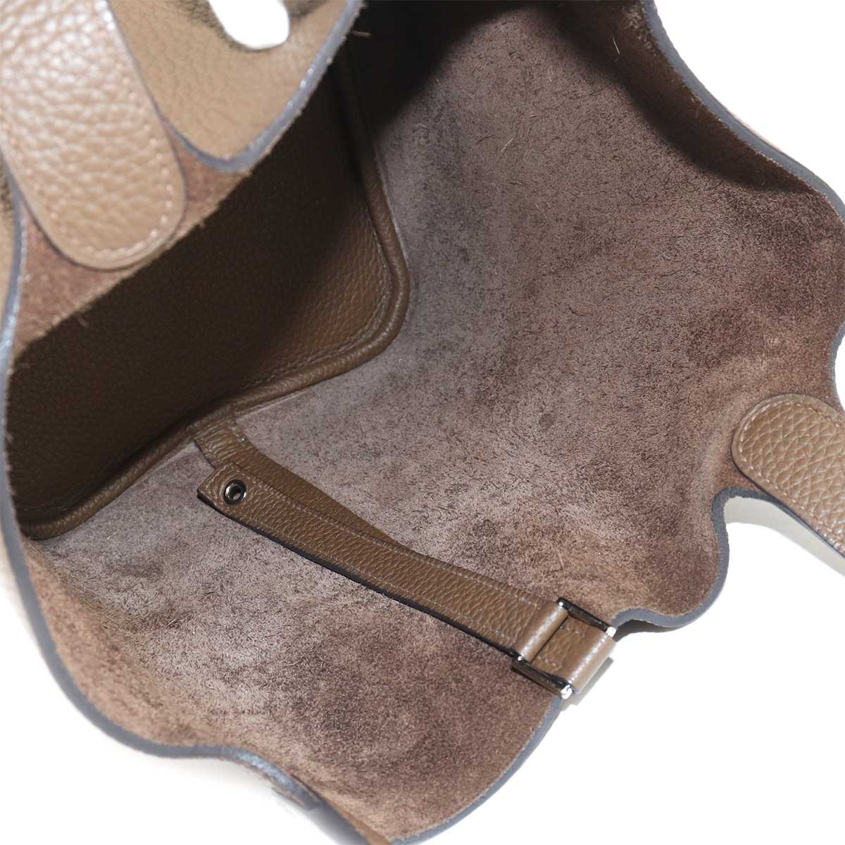 Picotin Lock MM Hand Bag Taurillon Clemence Taupe Purse