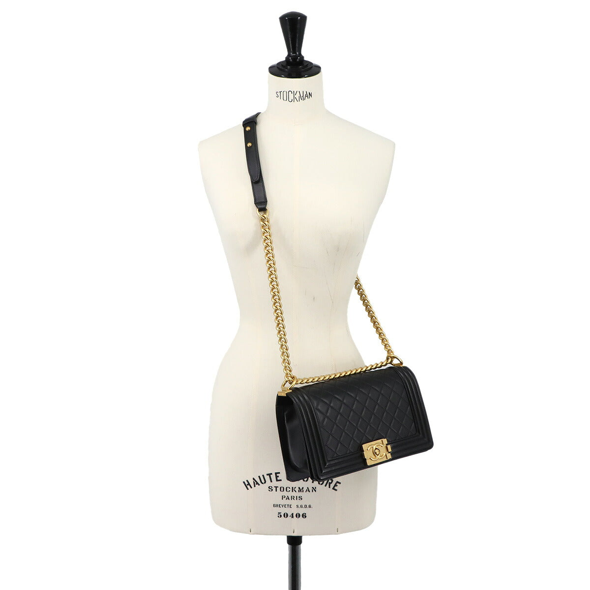 BOY CHANEL Chain Shoulder Bag Leather Black A67086 Purse