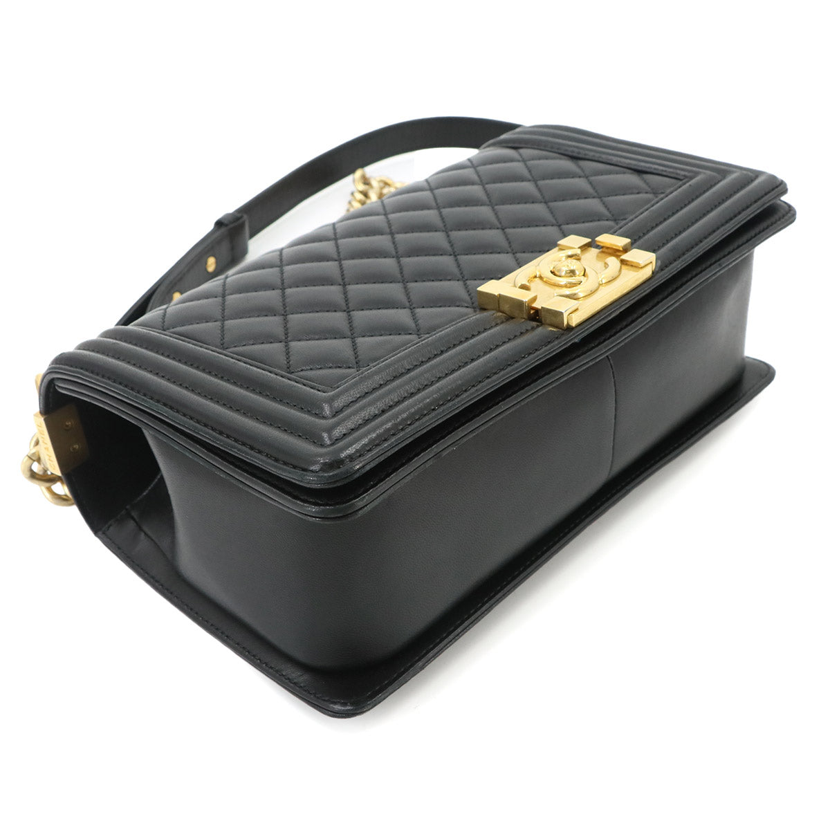 BOY CHANEL Chain Shoulder Bag Leather Black A67086 Purse