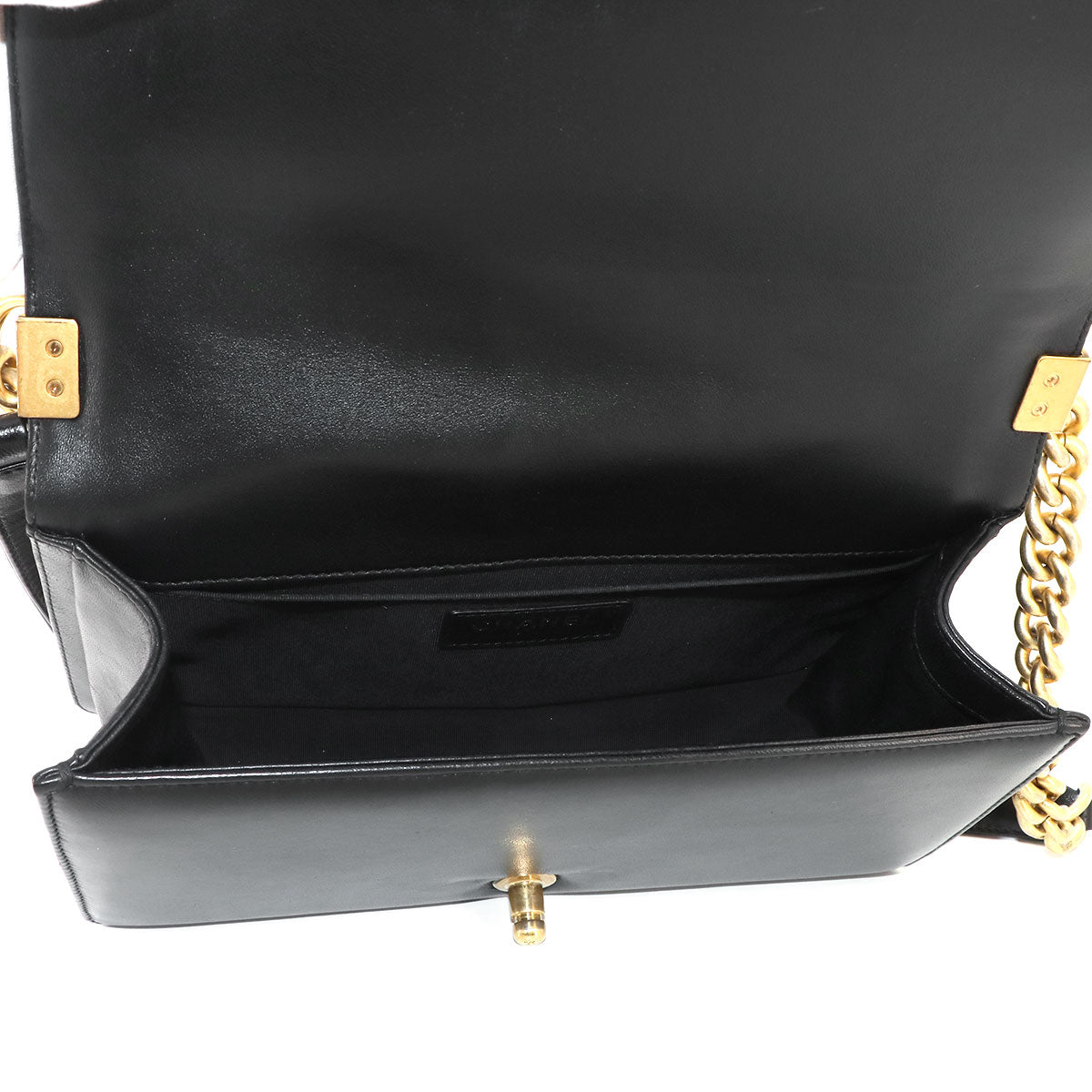 BOY CHANEL Chain Shoulder Bag Leather Black A67086 Purse