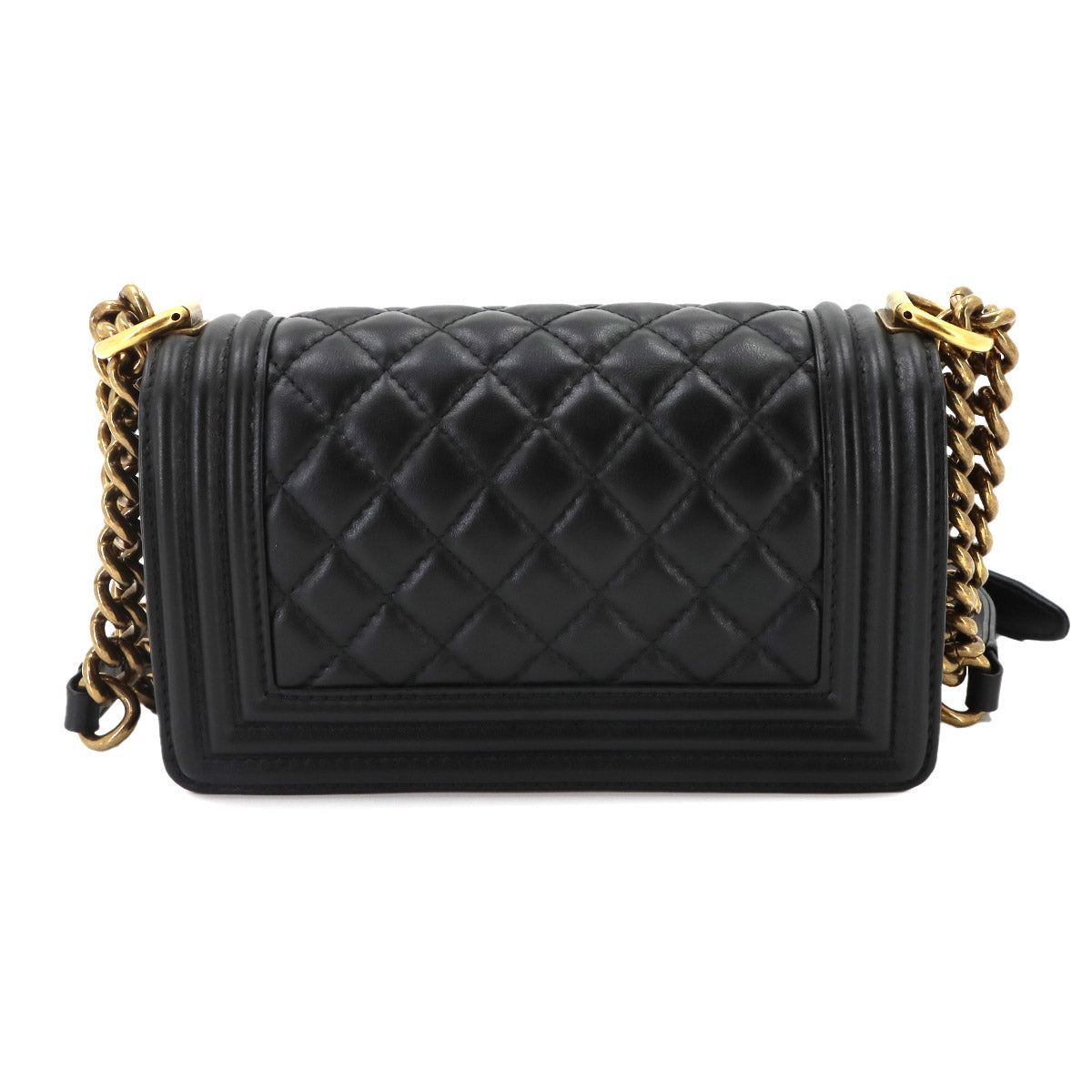 BOY CHANEL Small Chain Shoulder Bag Leather Black A67085