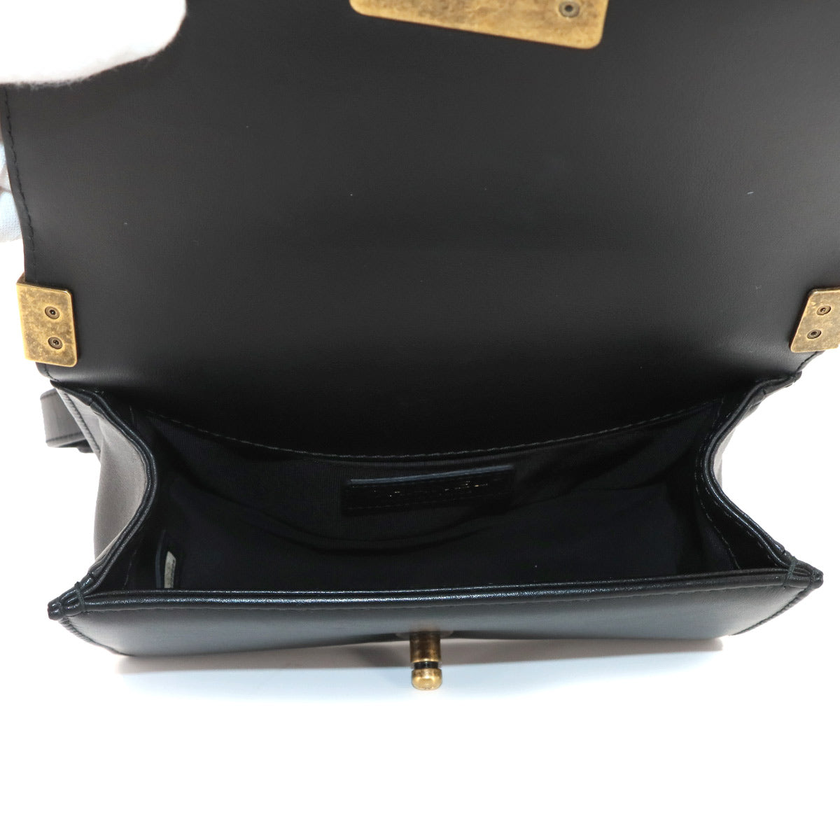 BOY CHANEL Small Chain Shoulder Bag Leather Black A67085