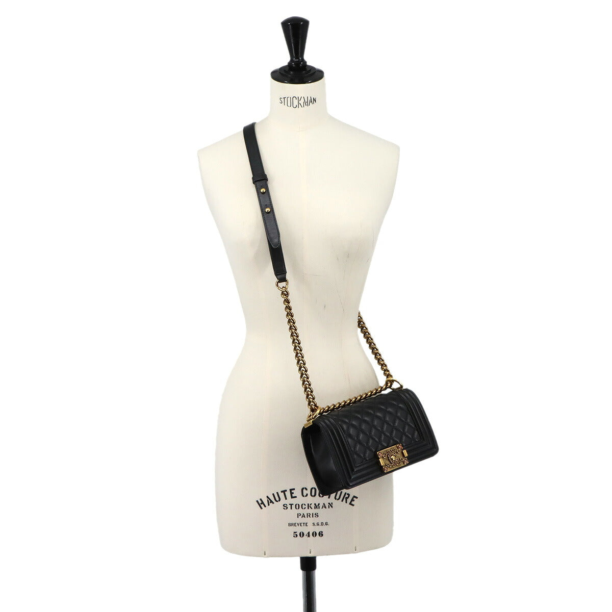 BOY CHANEL Small Chain Shoulder Bag Leather Black A67085