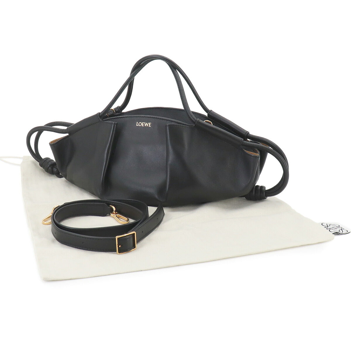 Paseo Small Hand Shoulder Bag Leather Black Purse