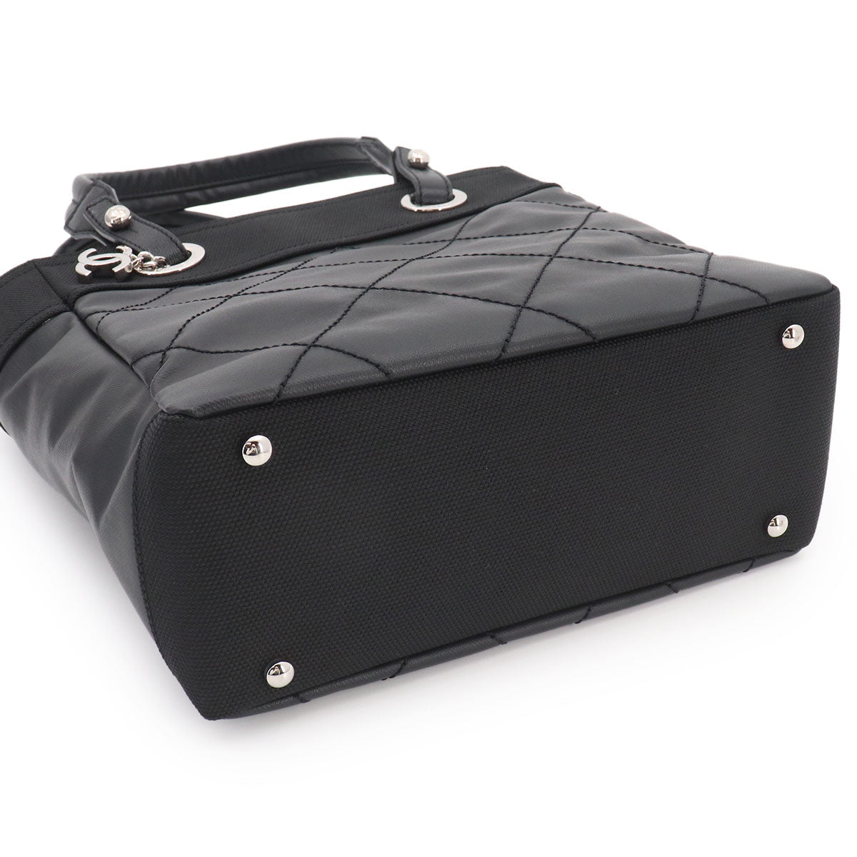 Paris Biarritz PM Tote Bag PVC Nylon Leather Black A34208 Purse