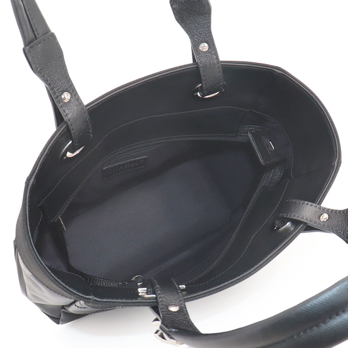 Paris Biarritz PM Tote Bag PVC Nylon Leather Black A34208 Purse