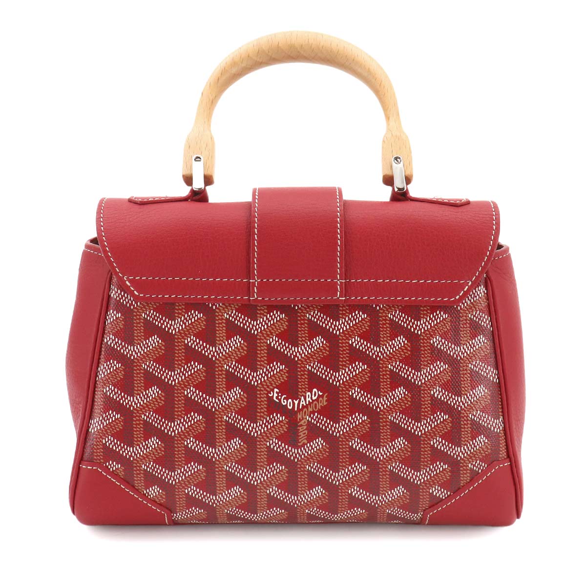 Saigon Mini Hand Shoulder Bag PVC Leather Wood Red
