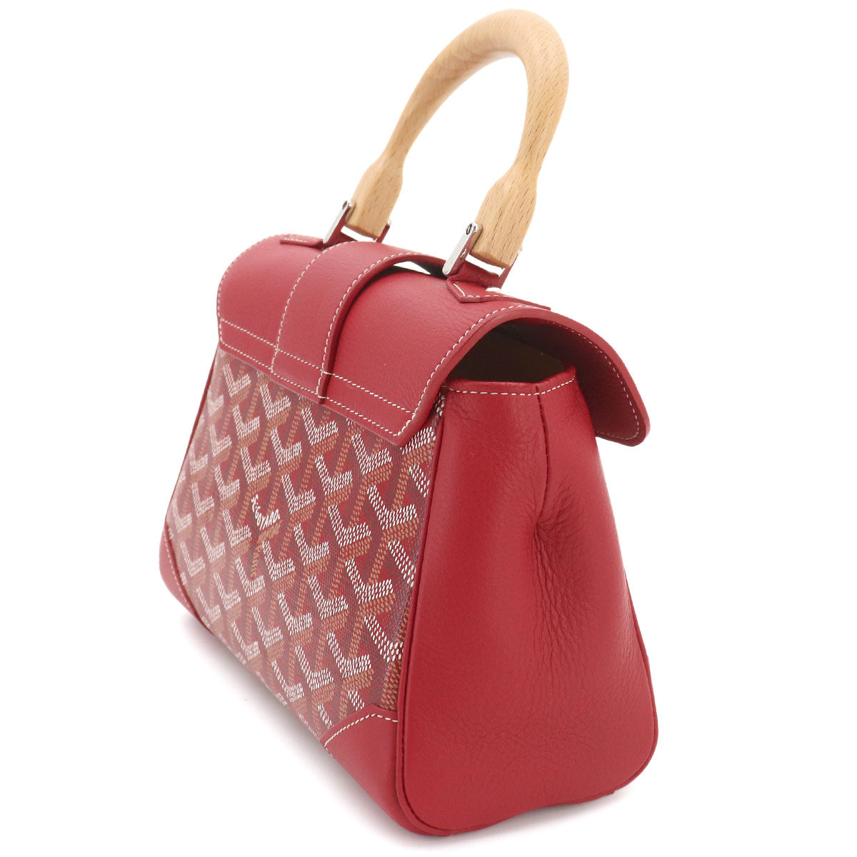 Saigon Mini Hand Shoulder Bag PVC Leather Wood Red