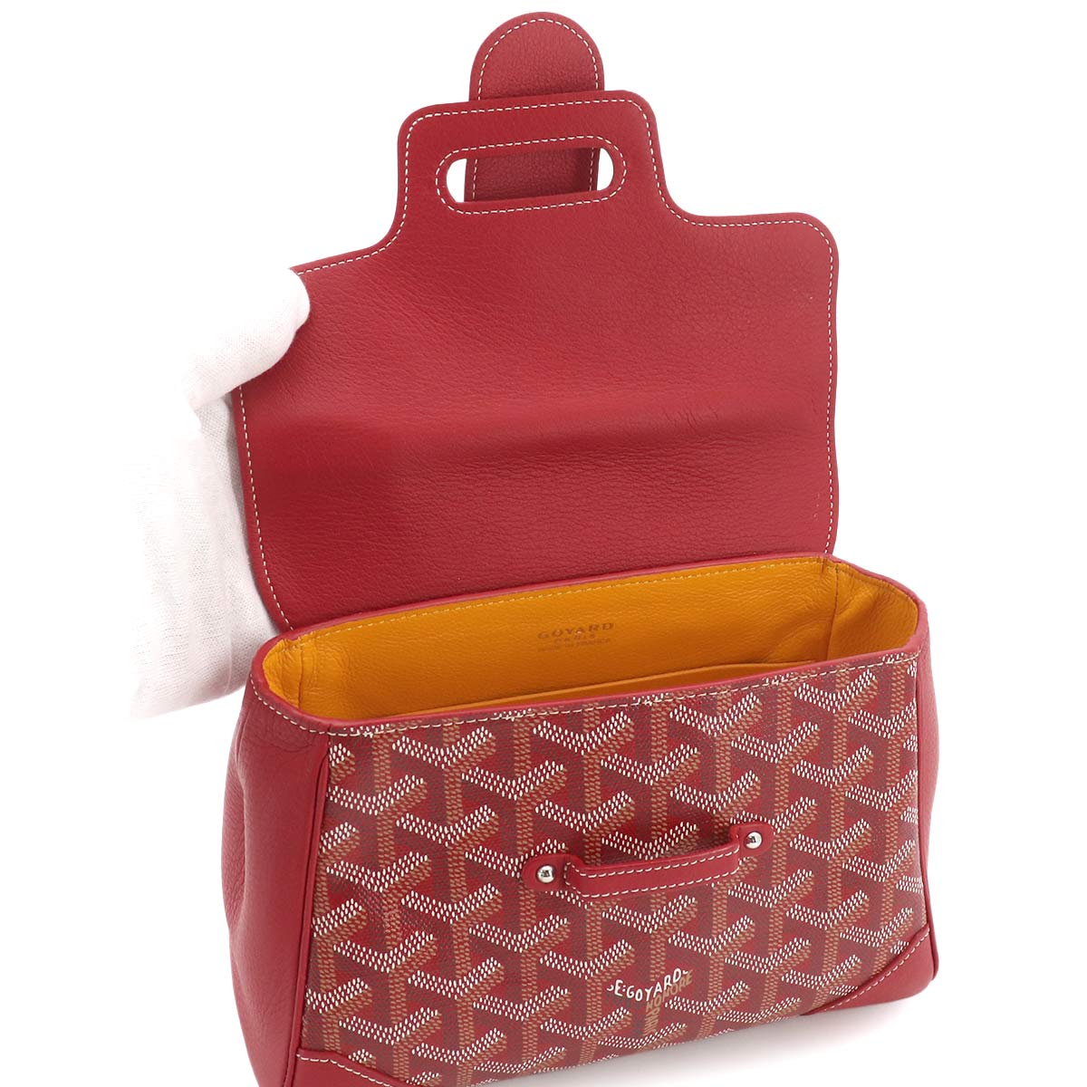 Saigon Mini Hand Shoulder Bag PVC Leather Wood Red