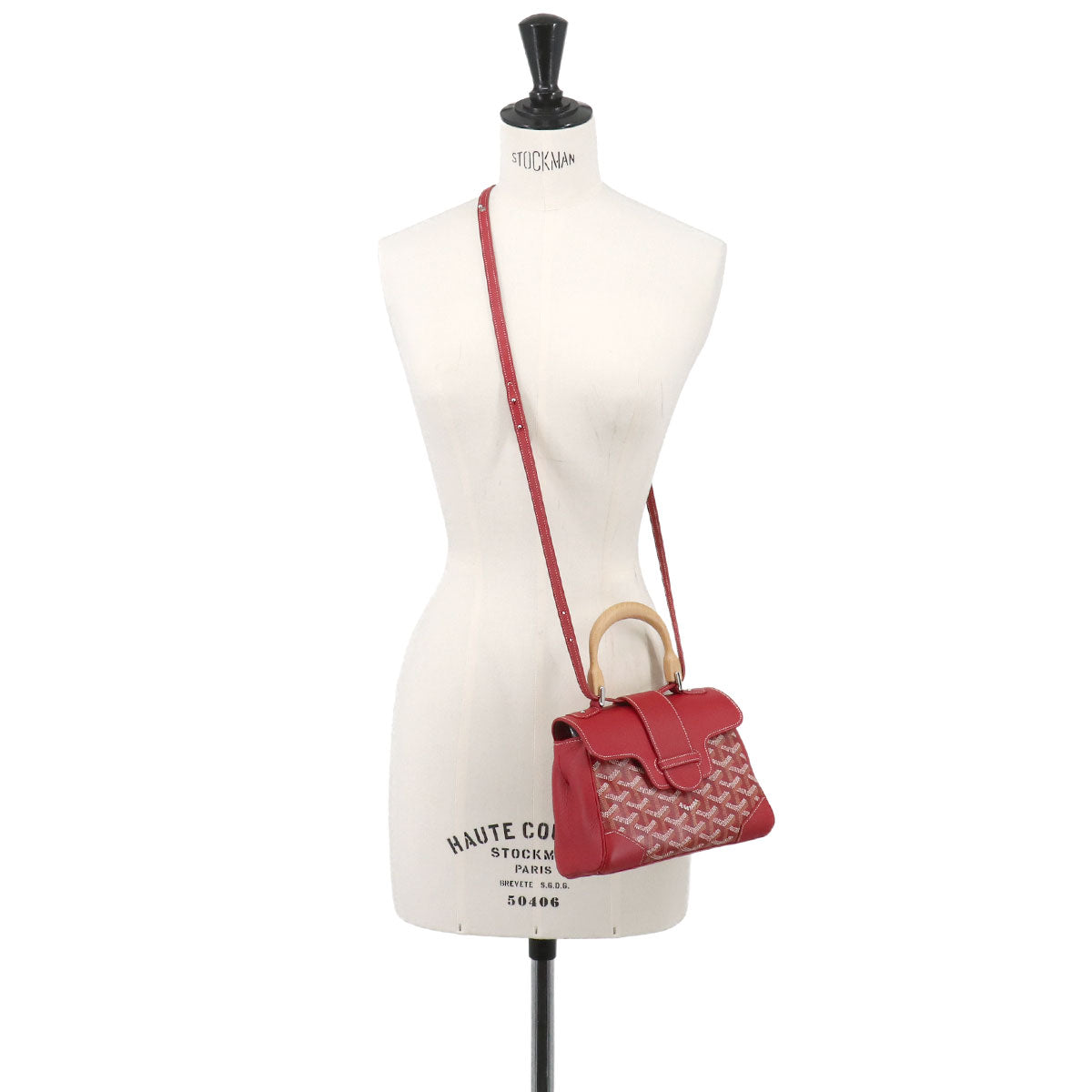 Saigon Mini Hand Shoulder Bag PVC Leather Wood Red