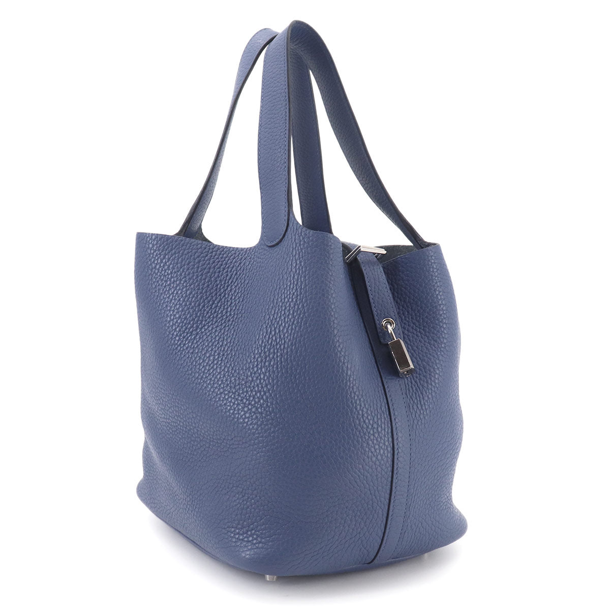 Picotin Lock MM Hand Bag Taurillon Clemence Bleu Brighton