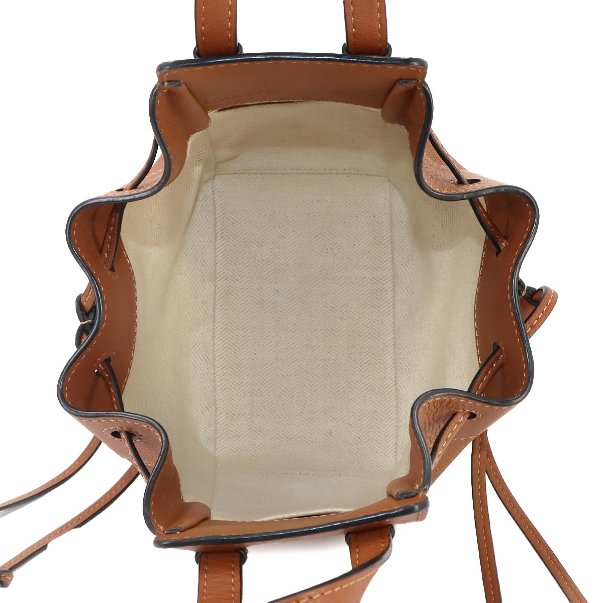 Hammock Drawstring Mini Hand Shoulder Bag Leather Brown