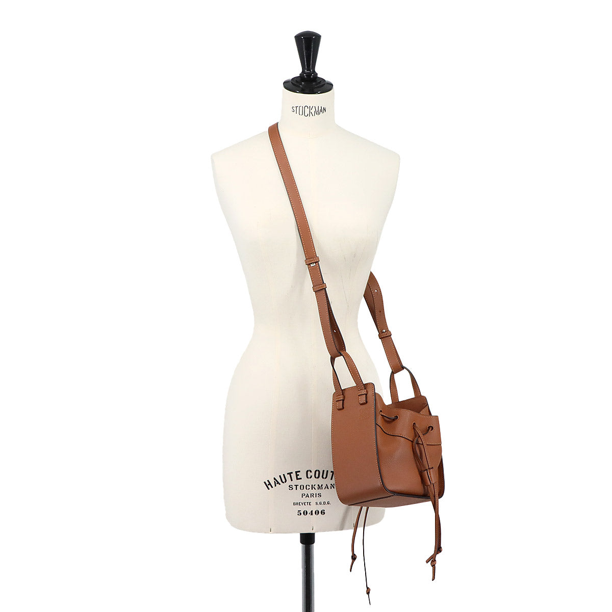 Hammock Drawstring Mini Hand Shoulder Bag Leather Brown