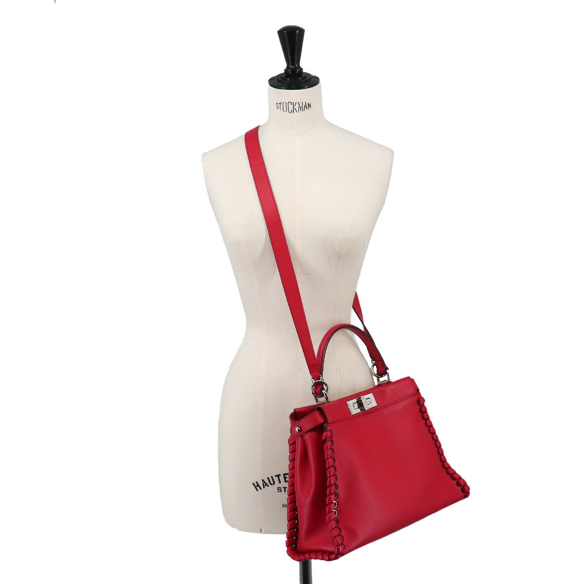 Peekaboo Regular 2way Hand Bag Leather Red 8BN290