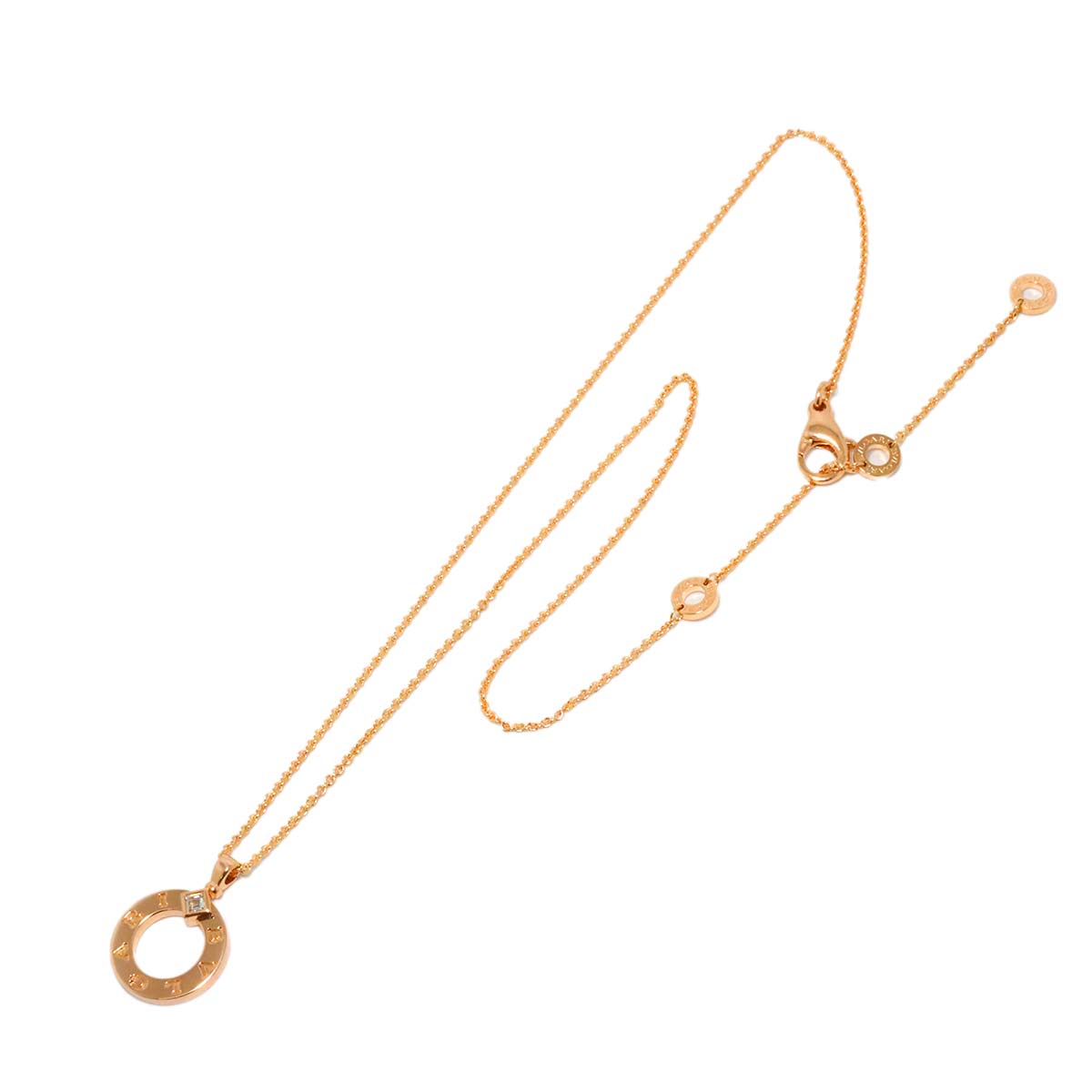 Double Logo Necklace Diamond 18K Pink Gold 750