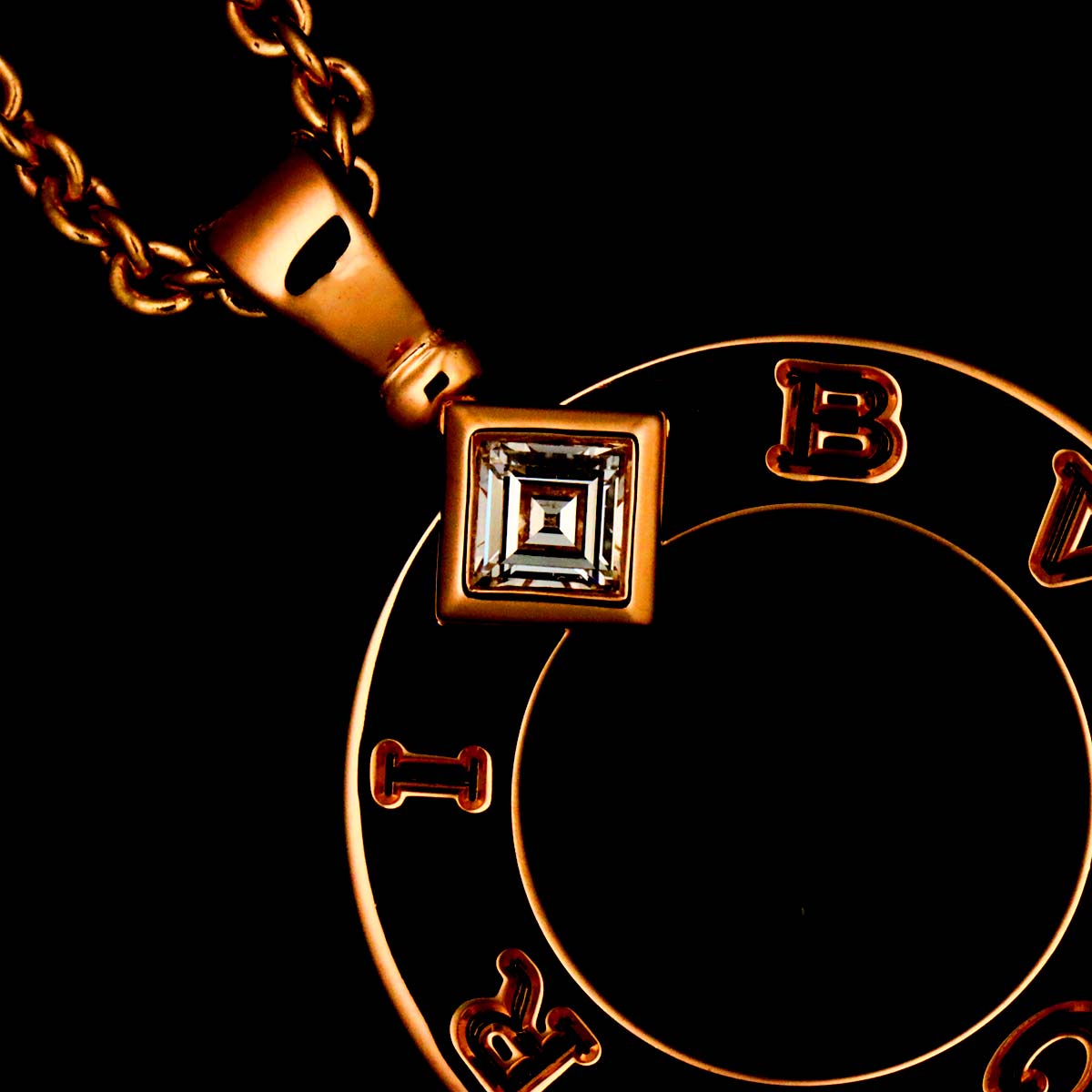 Double Logo Necklace Diamond 18K Pink Gold 750