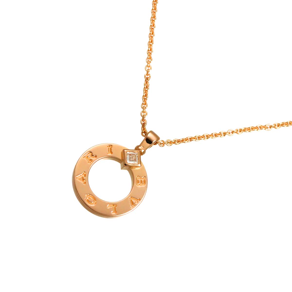 Double Logo Necklace Diamond 18K Pink Gold 750
