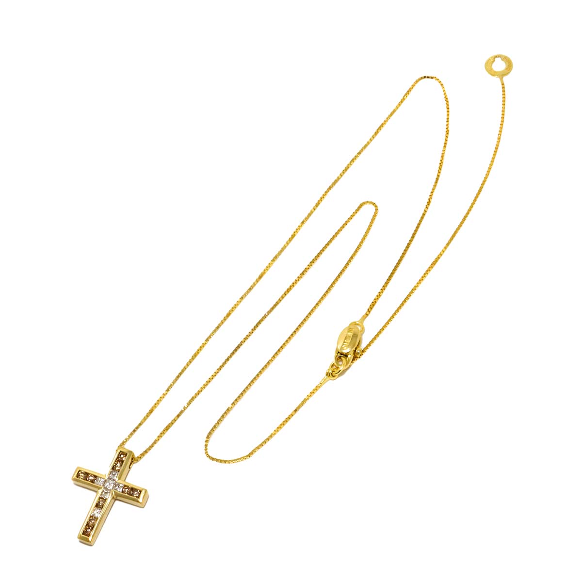 Cross Diamond Necklace 18K YG 750