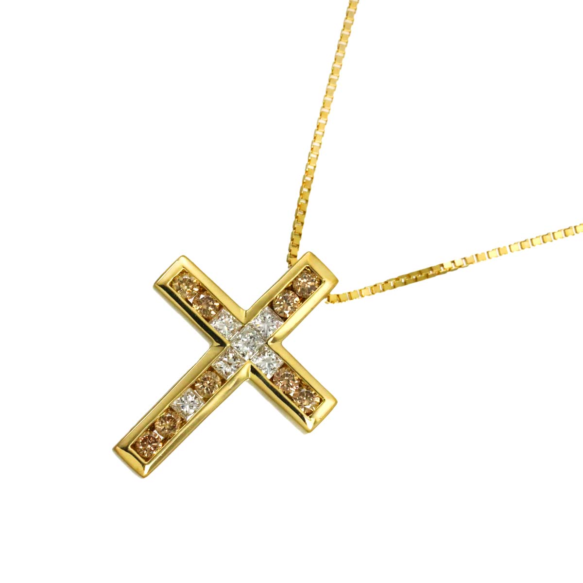 Cross Diamond Necklace 18K YG 750