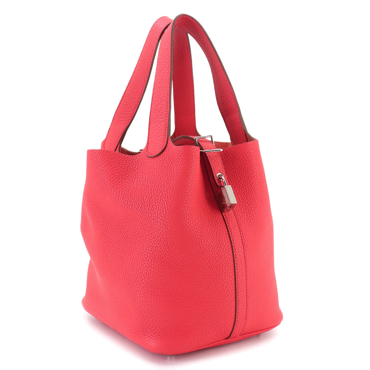 Picotin Lock MM Hand Bag Taurillon Clemence Rouge Pivoine